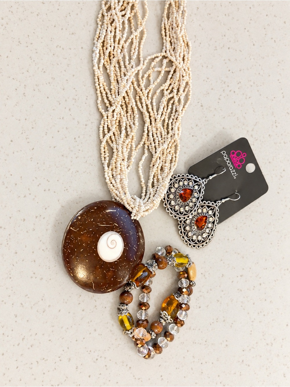 Boho Earth Tone Jewelry Lot Necklace Bracelets w/ Paparazzi Earrings